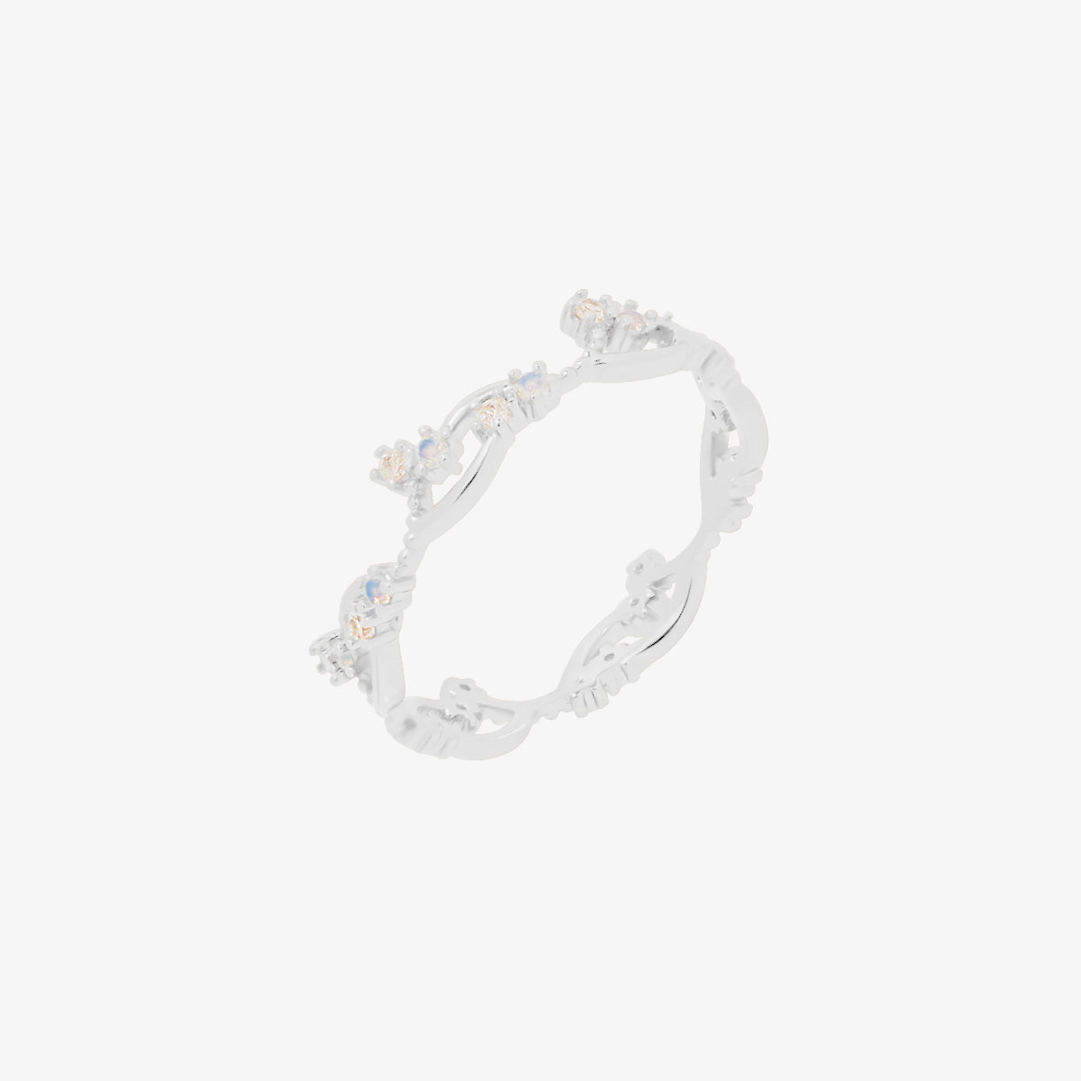 Wavy Moonstone & Cubic Ring