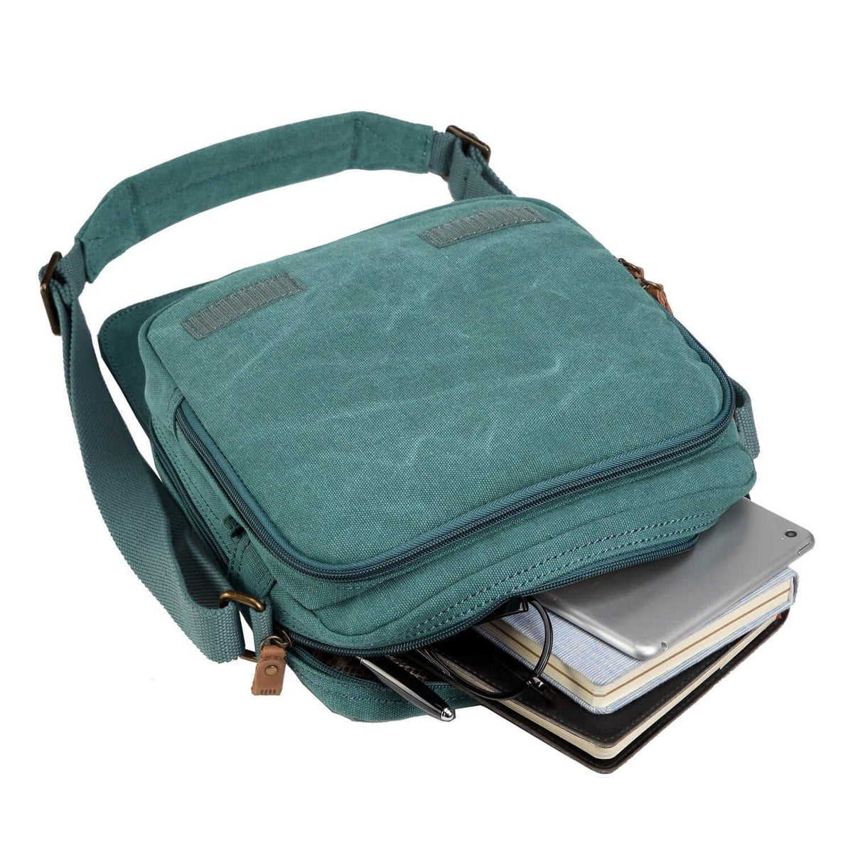 Canvas Flap Crossbody Bag with Shoulder Pad | TRP0238