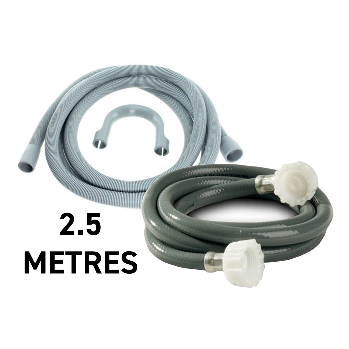 Replacement Washing Machine Pipe Set 2.5m BSP Thread Fitting Water Flow Control