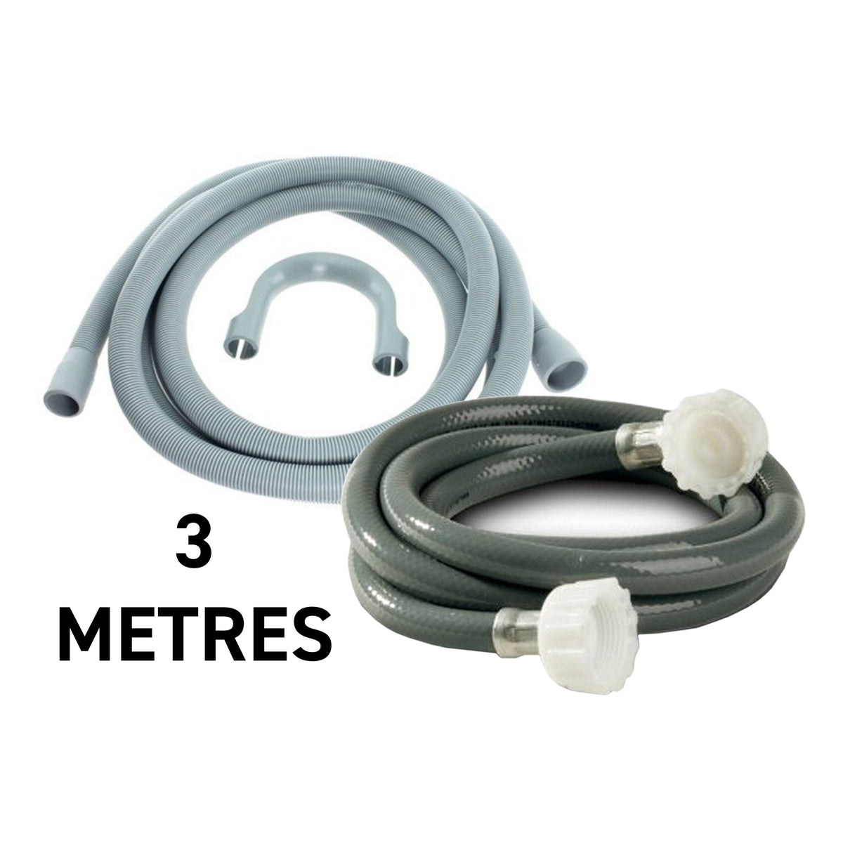 Replacement Washing Machine Pipe Set 3m BSP Thread Fitting Water Flow Control