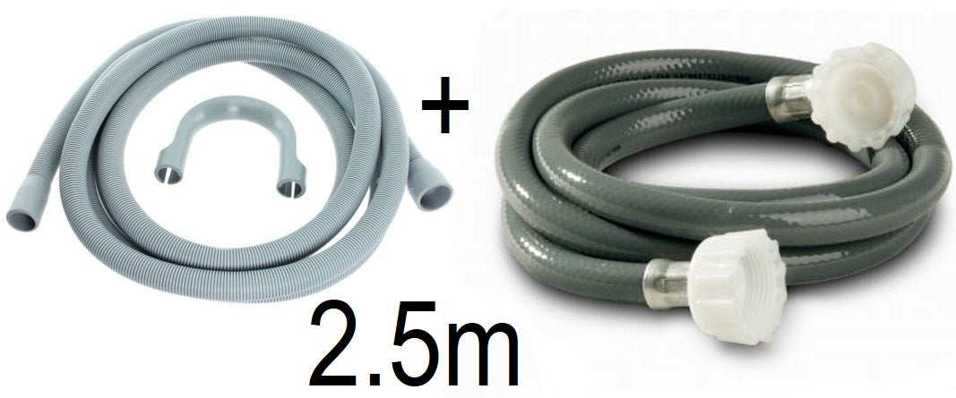 Replacement Washing Machine Pipe Set 2.5m BSP Thread Fitting Water Flow Control