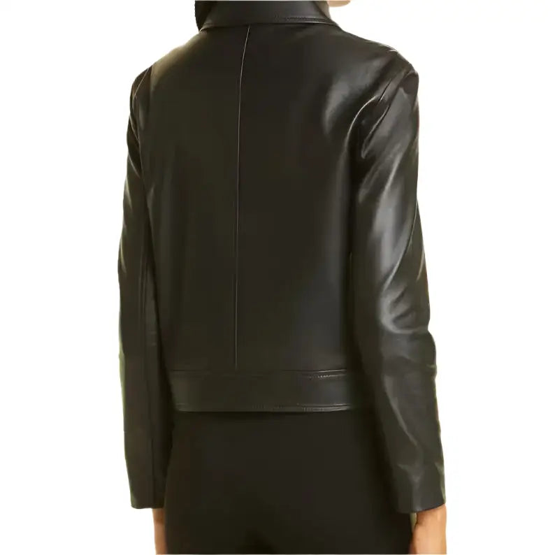 Women’s Black Motorcycle Jacket - Leather Style