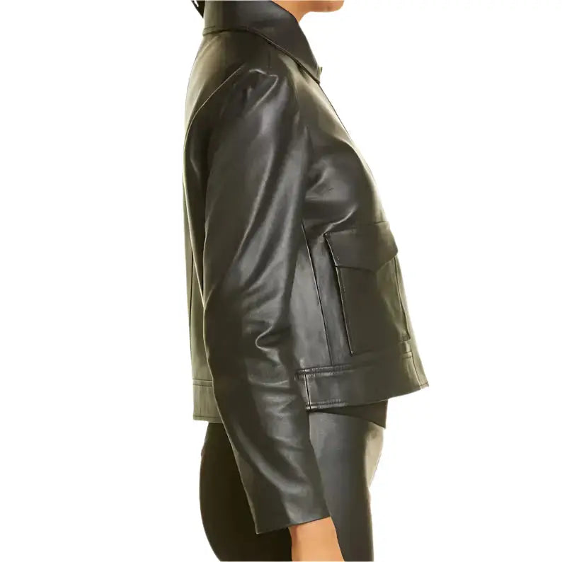 Women’s Black Motorcycle Jacket - Leather Style