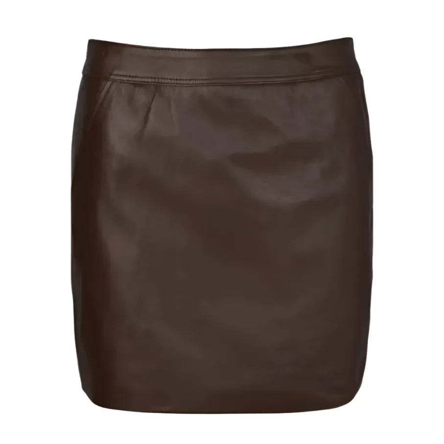 Women’s Dark Brown Leather Mini Skirt