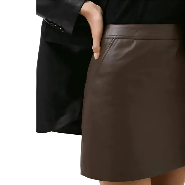 Women’s Dark Brown Leather Mini Skirt