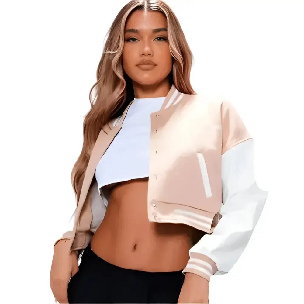 Women's Classic Brown Leather Varsity Bomber Jacket