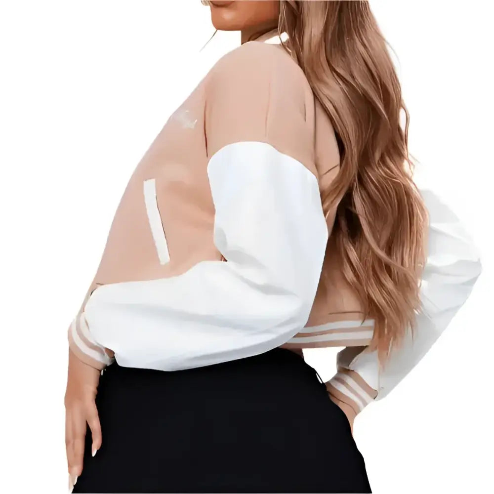 Women's Classic Brown Leather Varsity Bomber Jacket
