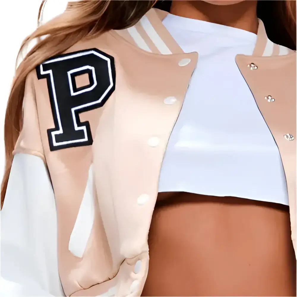 Women's Classic Brown Leather Varsity Bomber Jacket